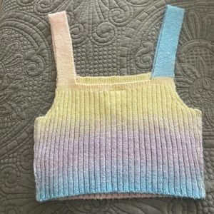 Urban outfitters knit cropped tank top, rainbow, great condition